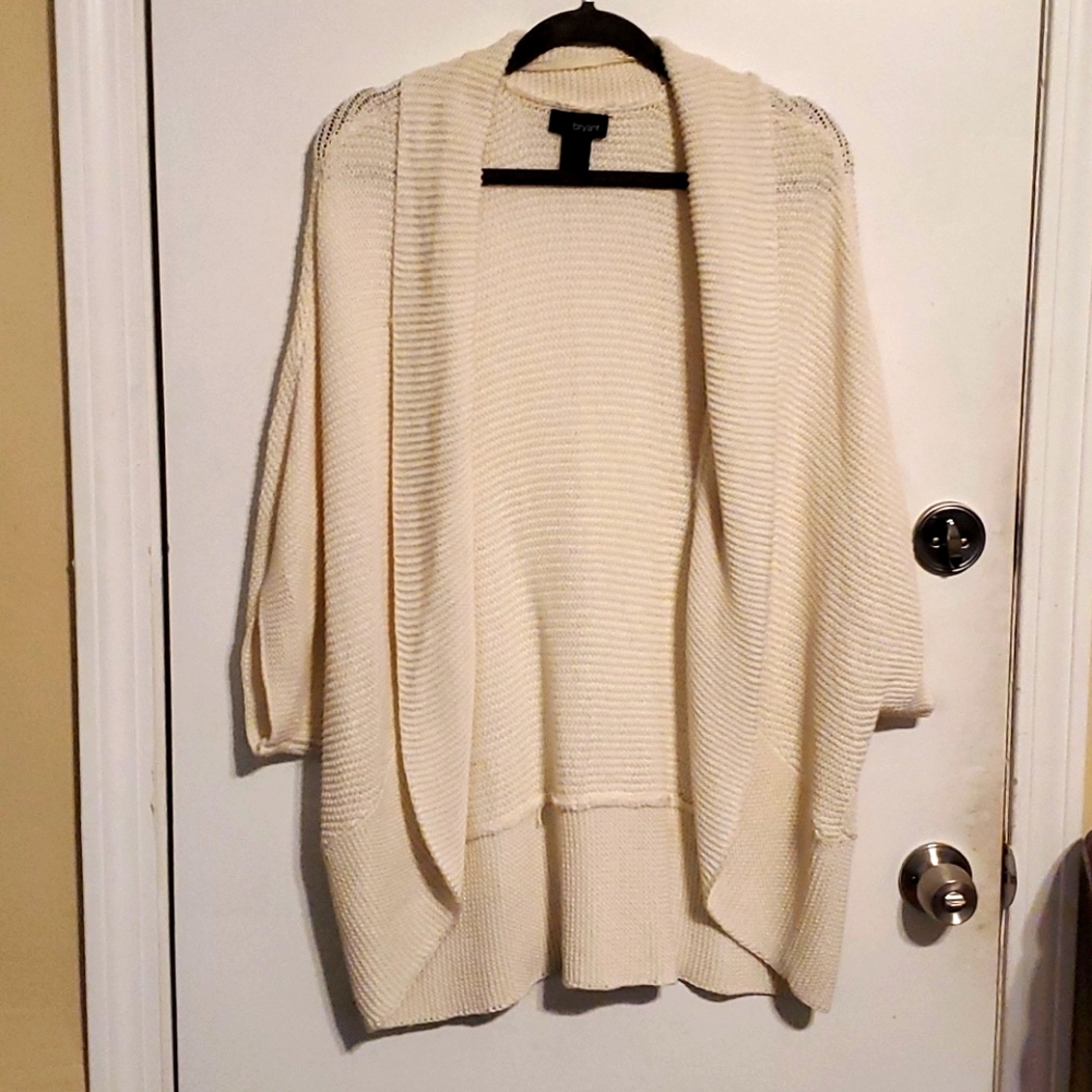 Cream colored crocheted dolman slv cardigan